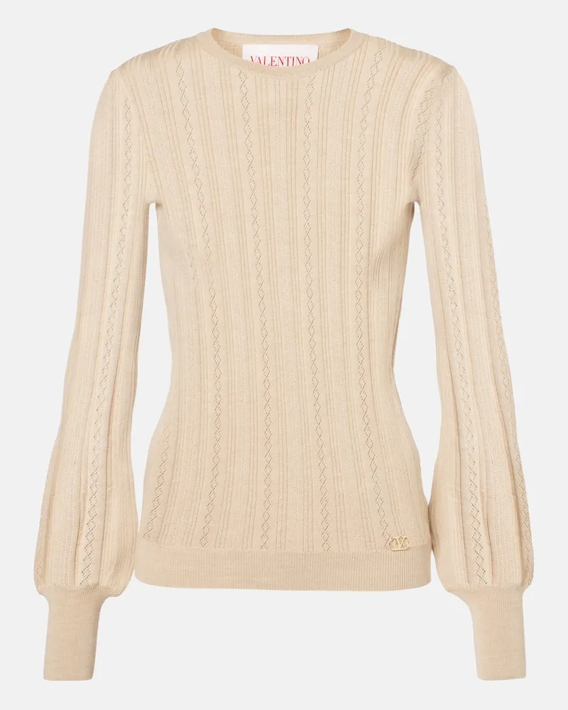 Valentino Garavani Pullover Maglia in lana vergine Beige