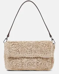 STAUD Borsa a spalla Timmy Small in rafia Beige