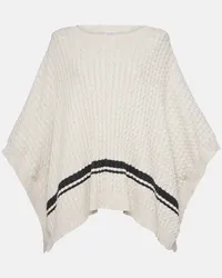 Brunello Cucinelli Poncho in misto cotone a trecce Bianco