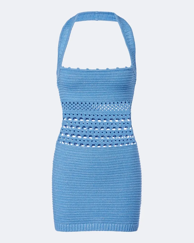 Retrofête Retrofête Abito corto Ronni in misto cotone crochet Blu