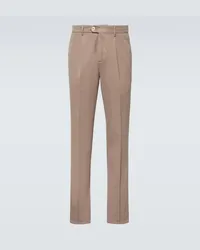 Brunello Cucinelli Pantaloni chino slim in cotone Marrone