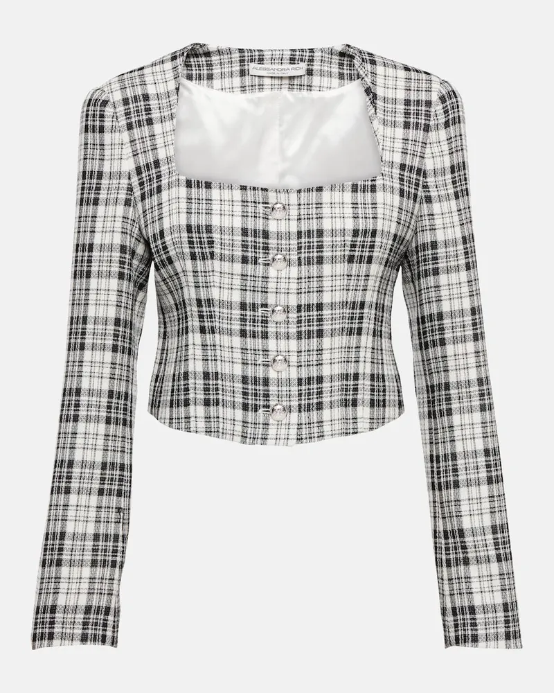 Alessandra Rich Giacca cropped in lana a quadri Multicolore
