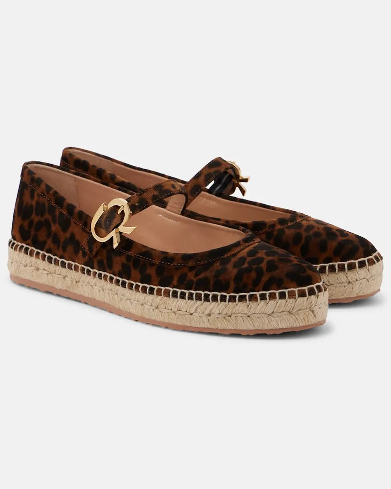 Gianvito Rossi Espadrillas Elda in suede con stampa Marrone