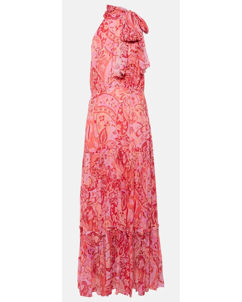 RIXO Abito lungo Neena in chiffon di seta Rosa