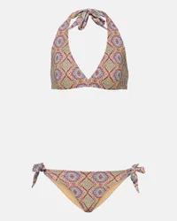 Etro Bikini con stampa e scollo all’americana Blu