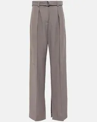 Jil Sander Pantaloni in canvas a vita alta Marrone