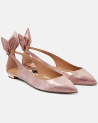 Aquazzura Ballerine Bow Tie in pelle metallizzata Rosa