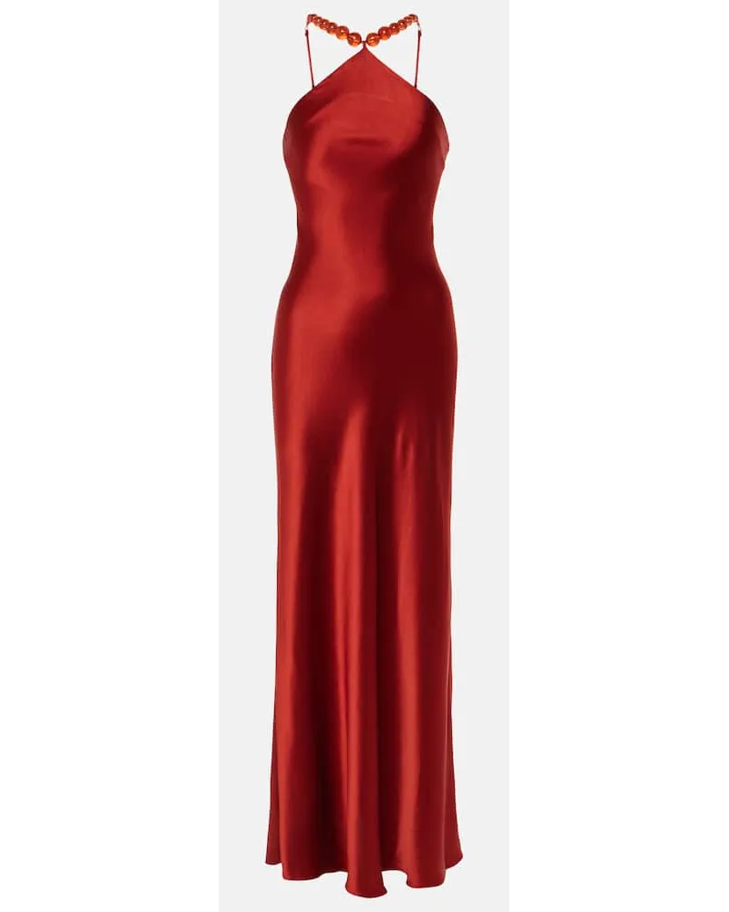 STAUD Abito lungo Cadence in raso Rosso