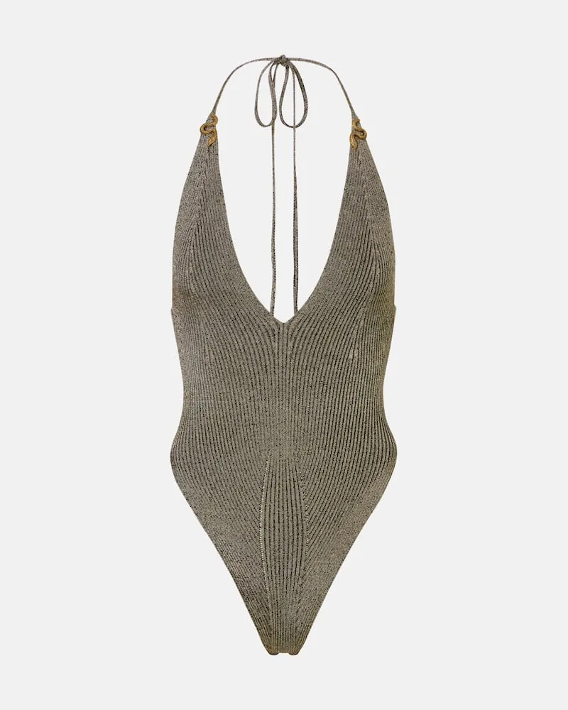 Roberto Cavalli Body con lamÃ© e scollo allâamericana Oro