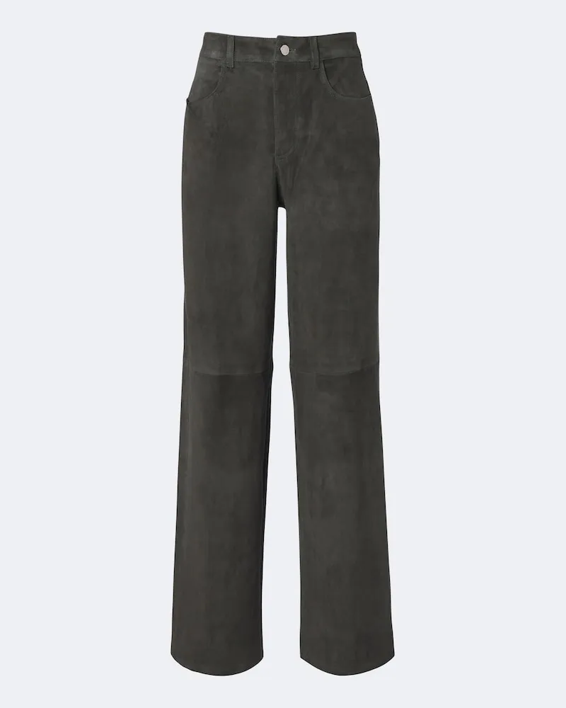Stouls Pantaloni Mytheo a gamba larga in suede Verde