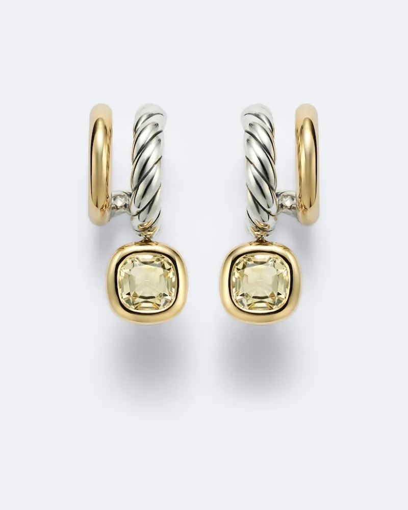 David Yurman Orecchini pendenti DY Mercer® in oro 18kt e argento sterling con citrini Oro