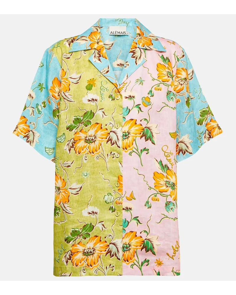 ALEMAIS AlÃ©mais Camicia Mana in lino con stampa Multicolore