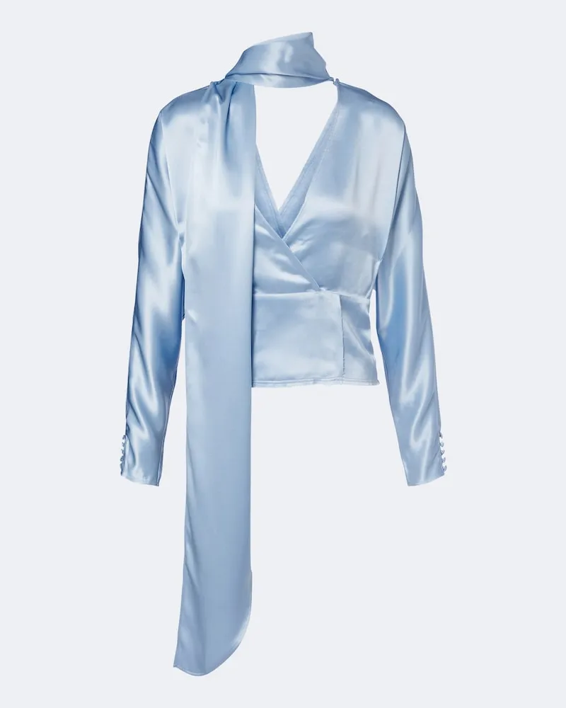 Ganni Blusa con sciarpa Blu