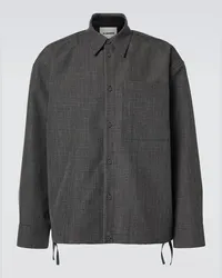 Jil Sander Giacca camicia in lana vergine a quadri Grigio