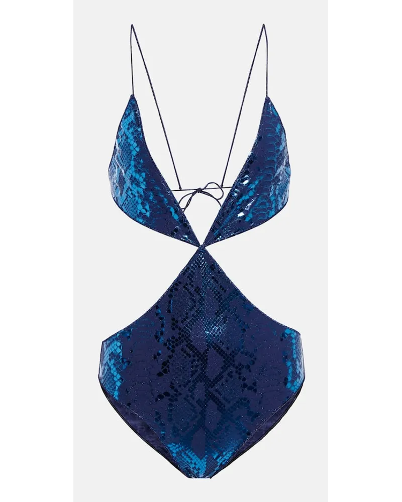 Oséree OsÃ©ree Costume intero con cut-out e stampa Blu