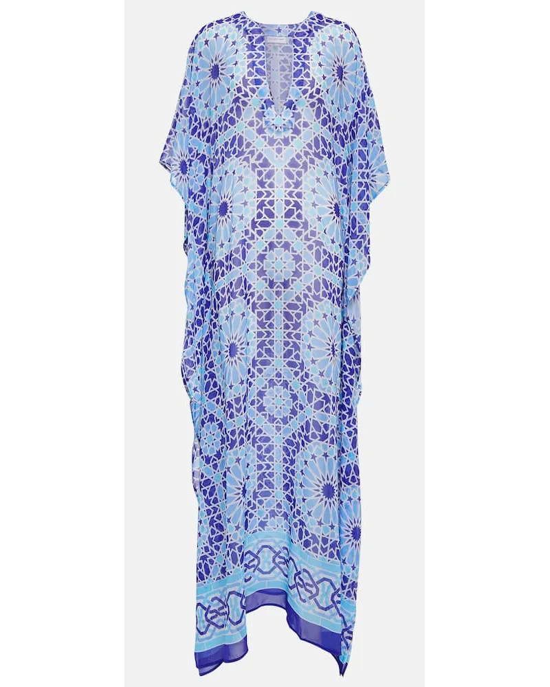 Alexandra Miro Caftano Roxanne in chiffon con stampa Blu