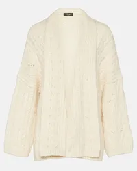 Loro Piana Cardigan in cashmere e mohair a trecce Bianco