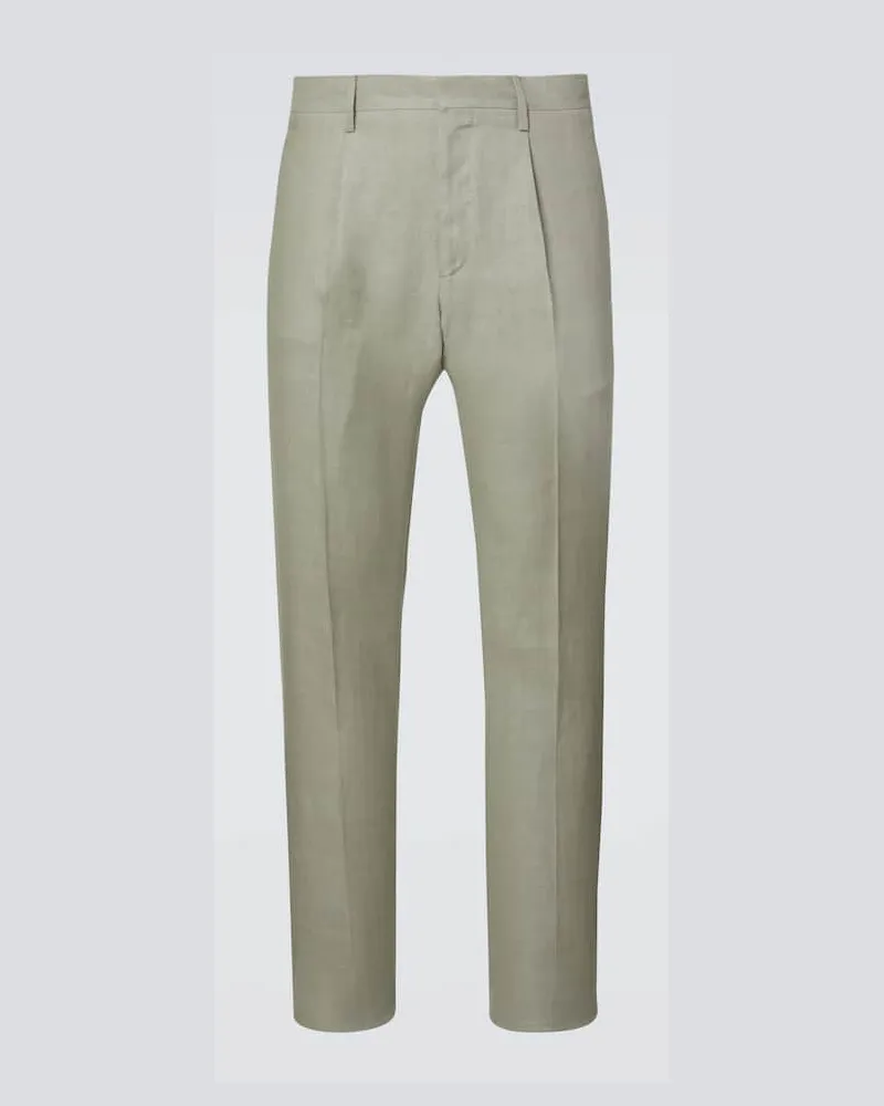 LARDINI Pantaloni chino in lino Verde