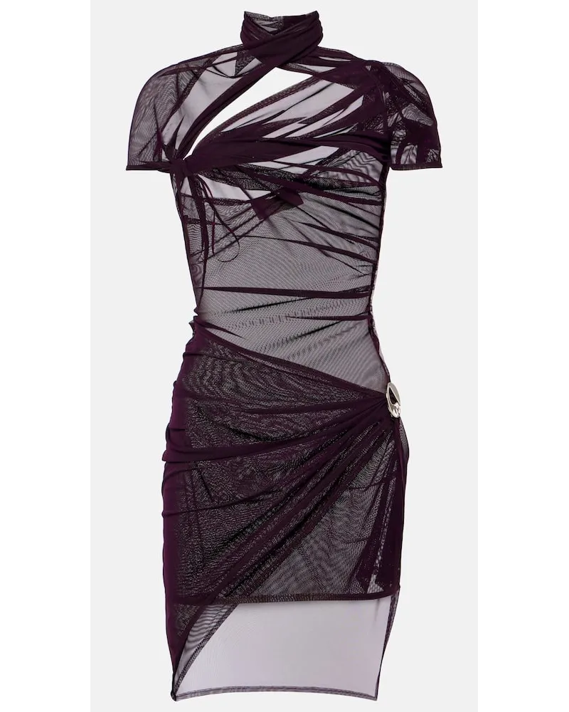 COPERNI Miniabito asimmetrico in mesh Borgogna