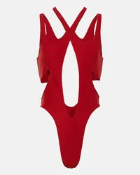 Thierry Mugler Costume intero con cut-out Rosso