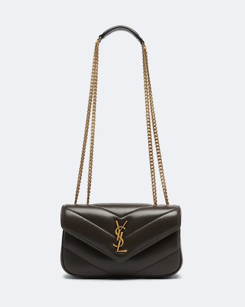 Saint Laurent Borsa a spalla Loulou Mini in pelle Marrone