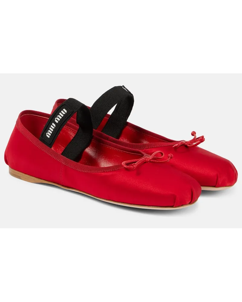 Miu Miu Ballerine in raso Rosso