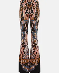 Etro Pantaloni flared in lana con stampa Multicolore