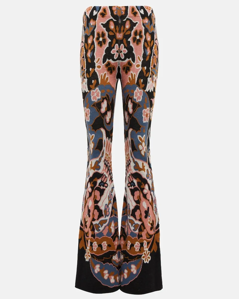 Etro Pantaloni flared in lana con stampa Multicolore