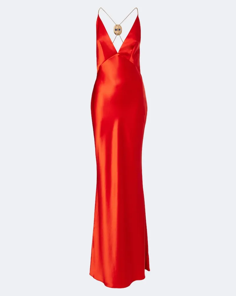 Retrofête Retrofête Abito lungo Arianell in satin Rosso