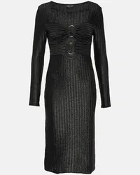 Tom Ford Abito midi in misto cotone e lana lamé Nero