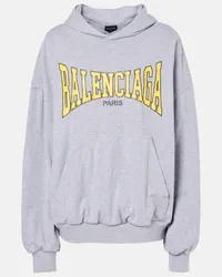 Balenciaga Felpa in jersey di cotone con logo Grigio