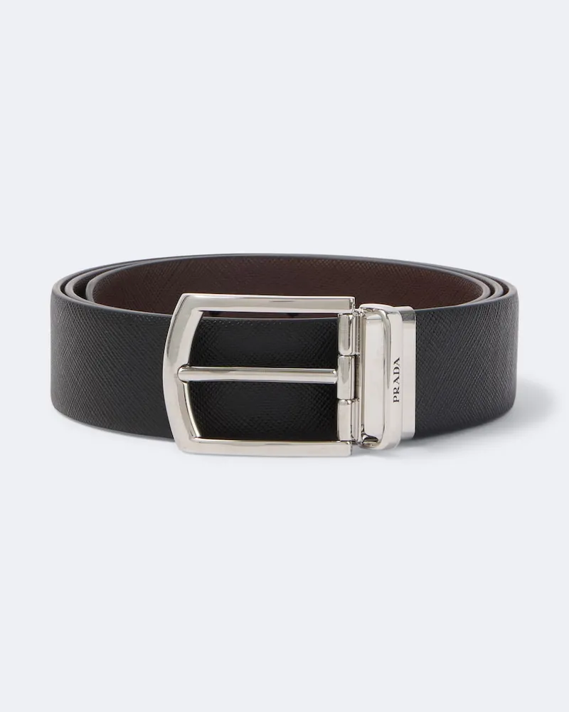 Prada Cintura Saffiano in pelle reversibile Nero