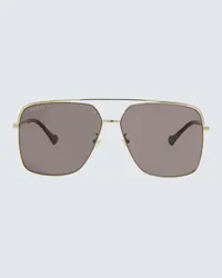 Gucci Occhiali da sole aviator in metallo Metallizzato