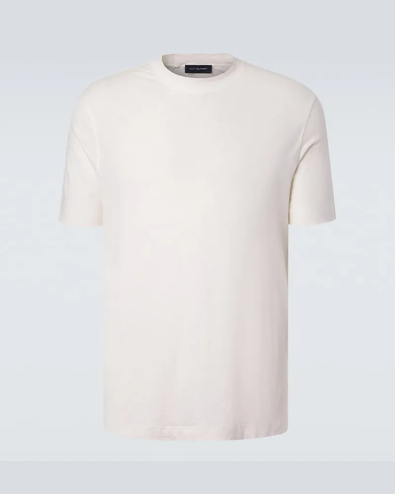 Thom Sweeney T-shirt in misto lino Bianco