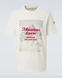 Moncler T-shirt in jersey di cotone con logo Bianco