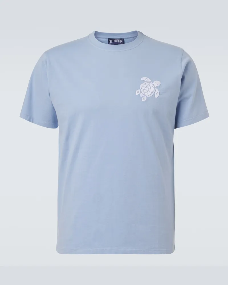 Vilebrequin T-shirt in cotone con ricamo Blu