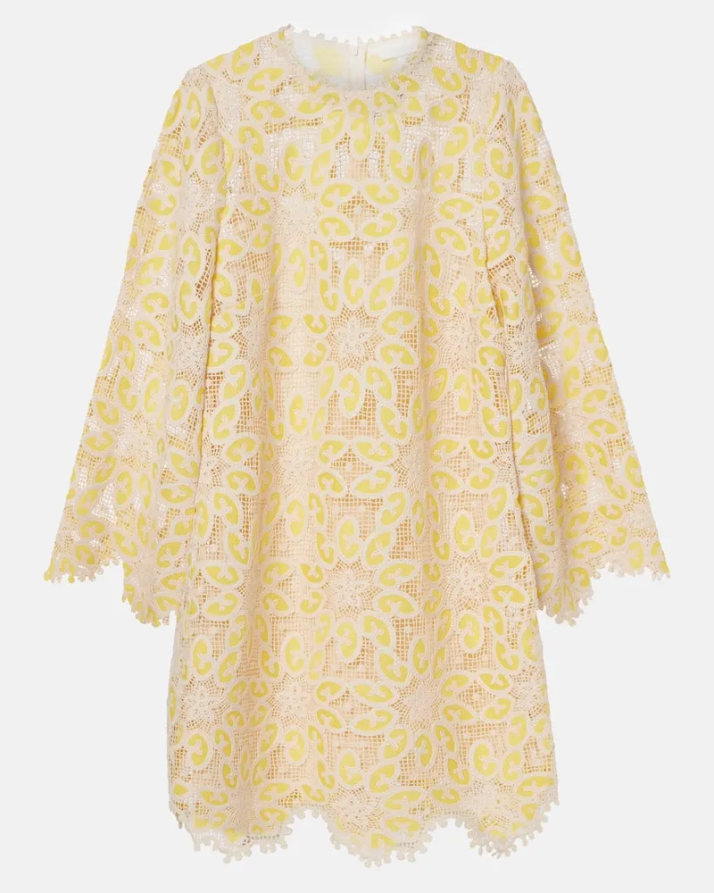 Zimmermann Abito corto in pizzo di cotone Giallo