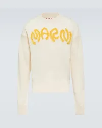 Marni Pullover in lana vergine con logo Bianco