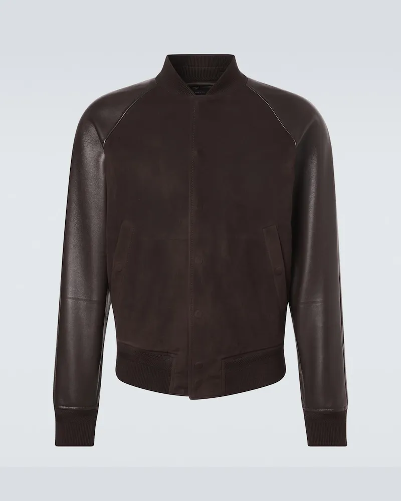 Tom Ford Bomber in pelle e suede Marrone