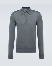 Tom Ford Polo in cashmere e seta Blu