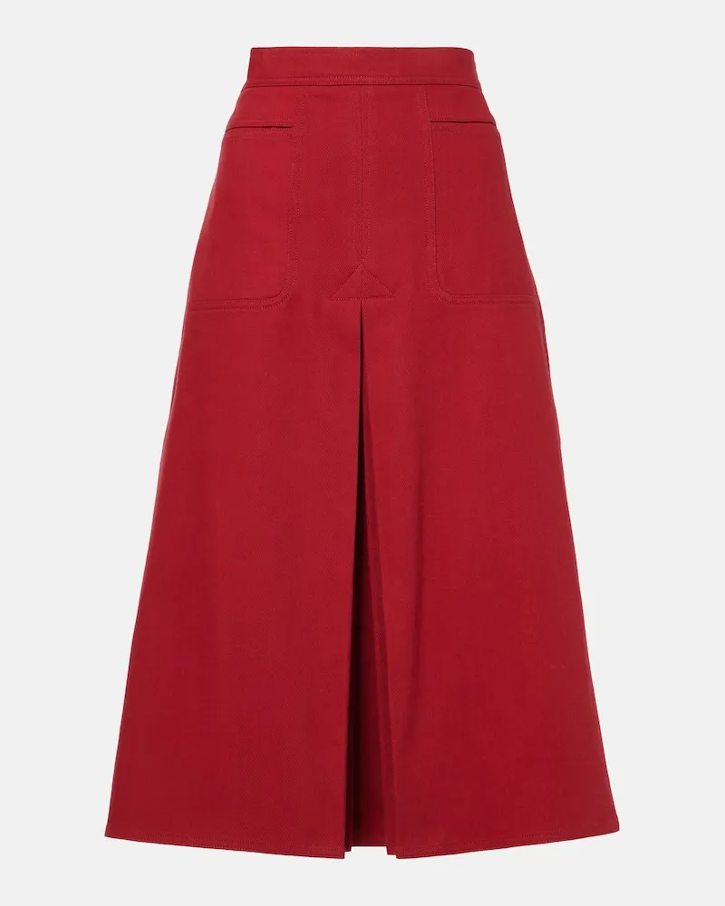 Max Mara Gonna midi Renoir in cotone Rosso