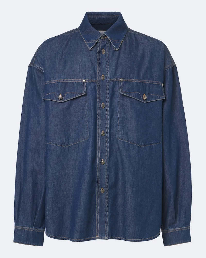 Versace Giacca camicia Medusa di jeans Blu