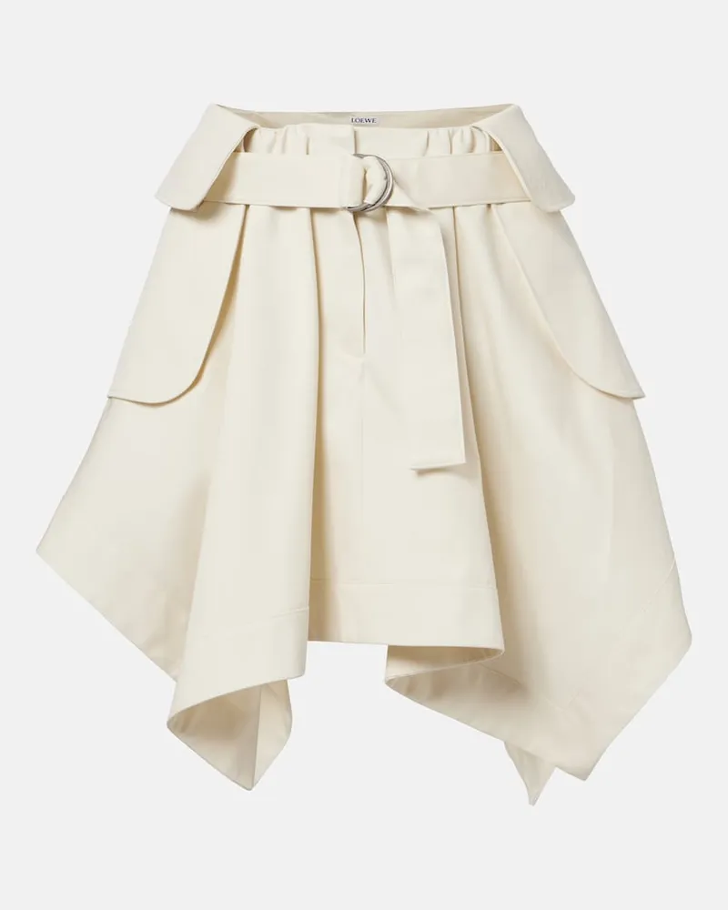 Loewe Minigonna in gabardine di cotone e seta Bianco