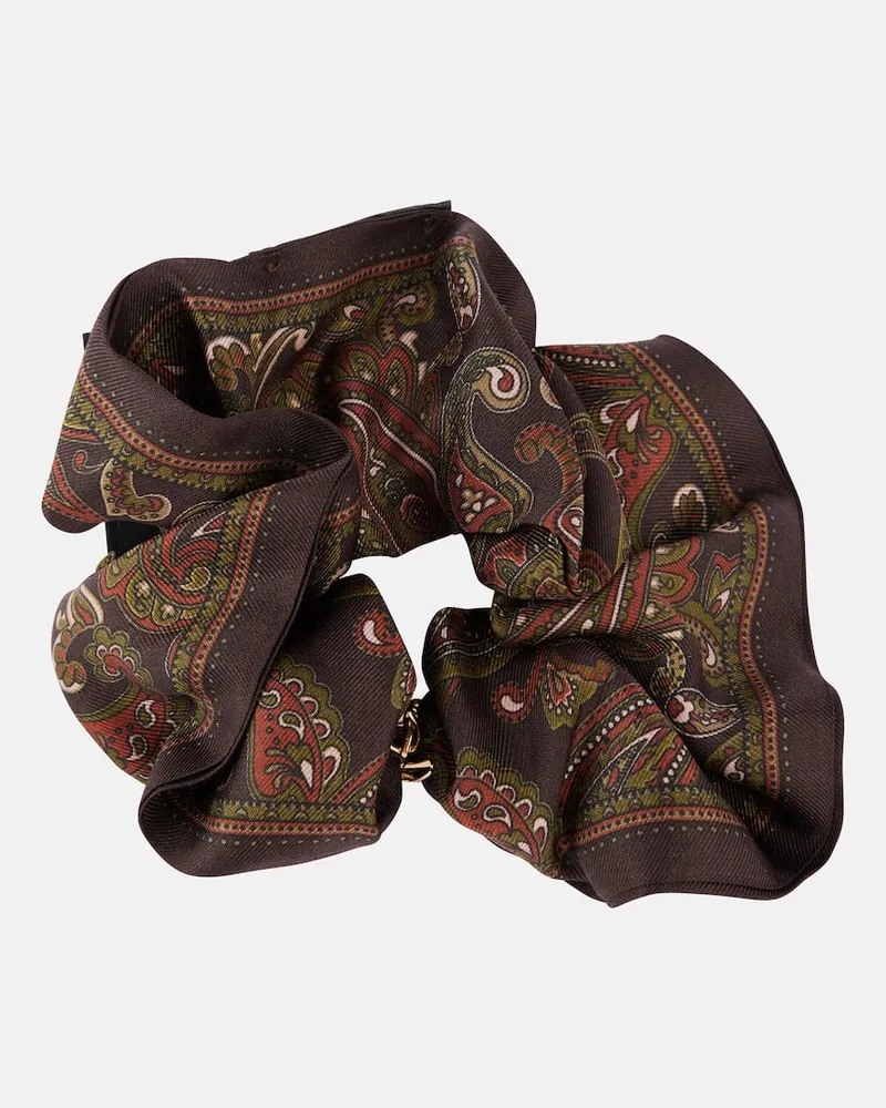 Saint Laurent Elastico per capelli in seta Marrone