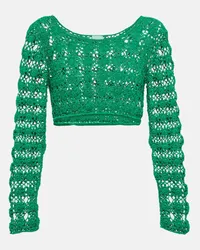 Anna Kosturova Top cropped Bella in crochet di cotone Verde