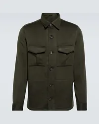 Thom Sweeney Camicia in flanella di cashmere Verde