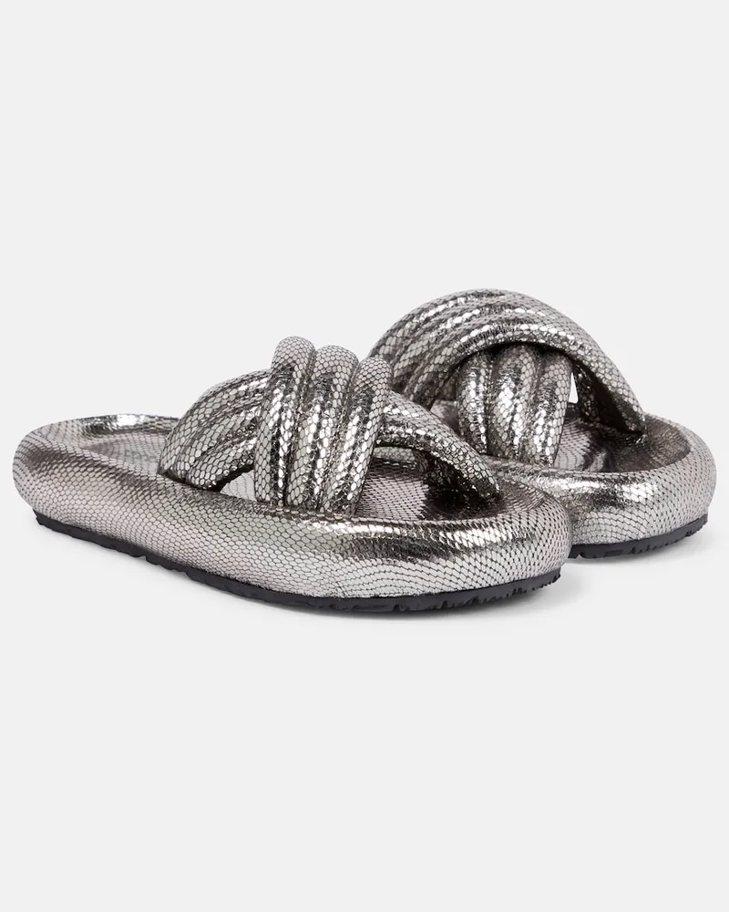 Isabel Marant Sandali Niloo in pelle stampa serpente Argento