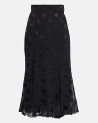 Dolce & Gabbana Gonna midi DG in raso Nero