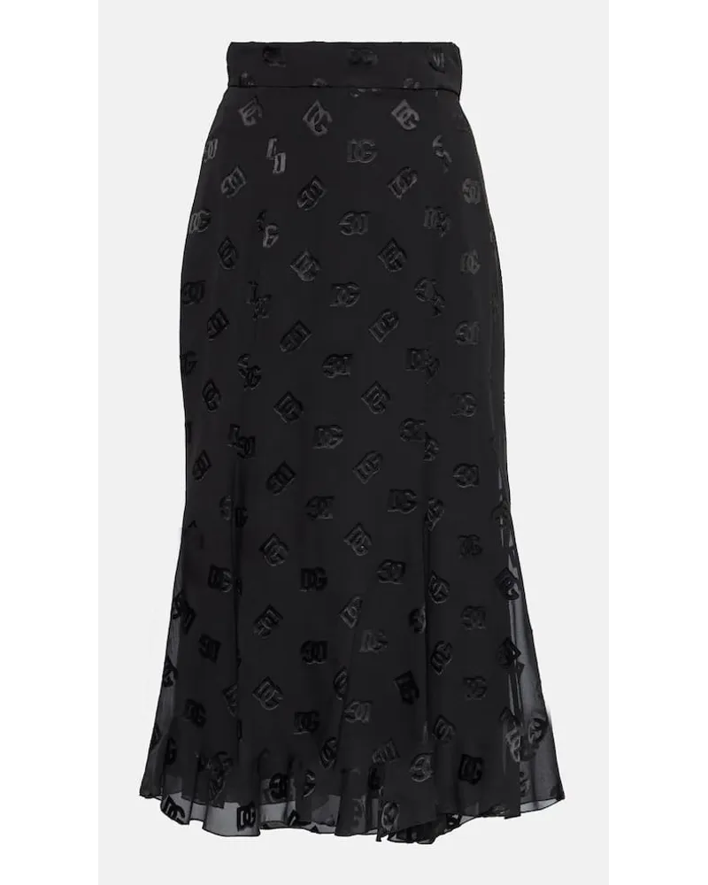 Dolce & Gabbana Gonna midi DG in raso Nero
