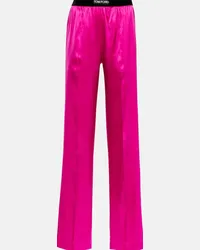 Tom Ford Pantaloni in misto seta a vita alta Rosa